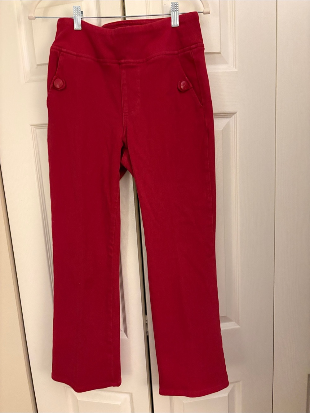 Belle by Kim Gravel Bright Red Pull-On Ankle Jeans